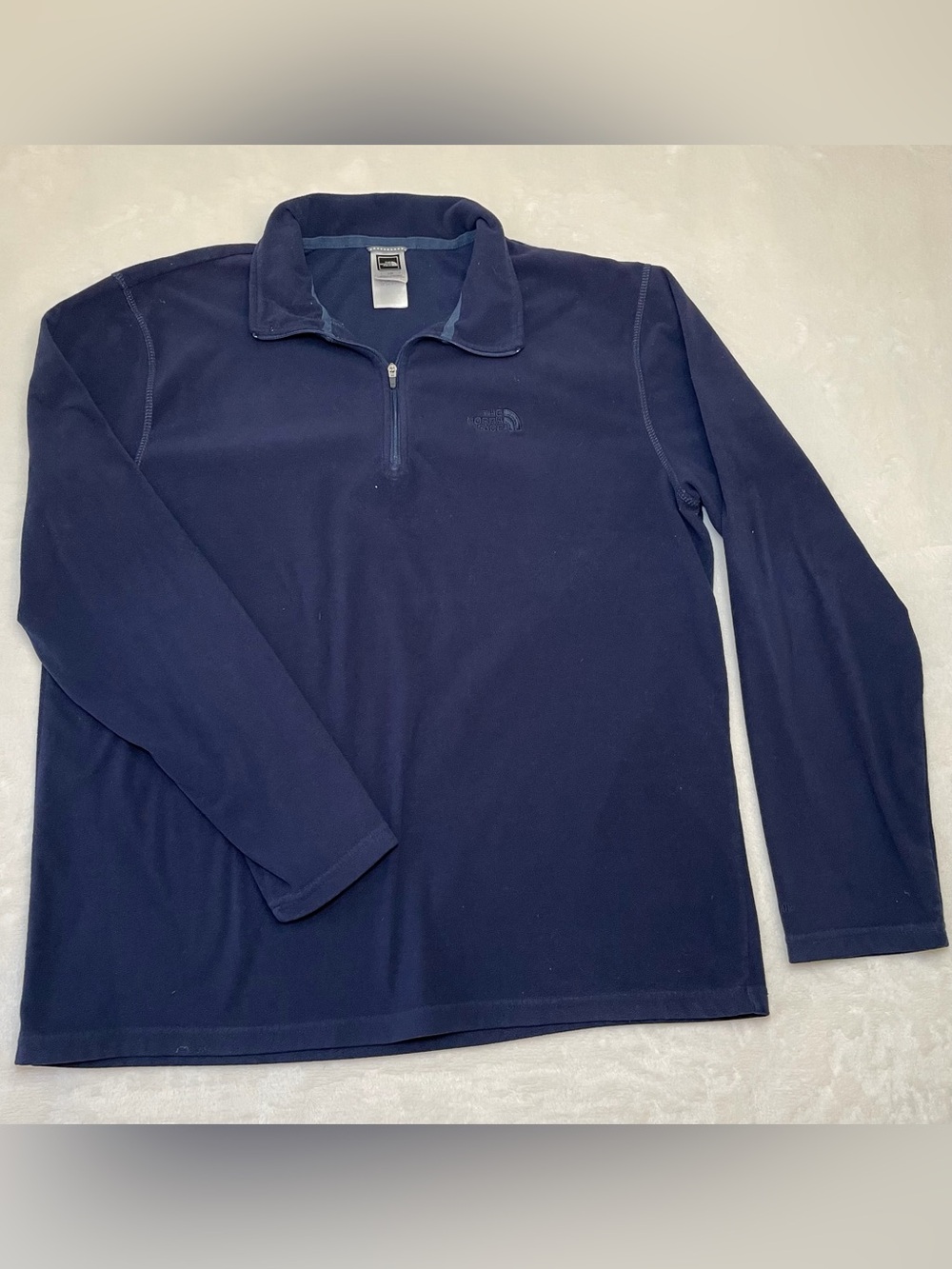The North Face TKA 100 Fleece‎ 1/4 Zip Pullover Navy Mens Sz L Outdoor Gorp Hike